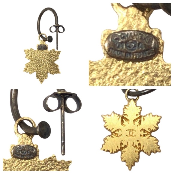 Authentic CHANEL gold plated snowflake earrings ❄️ - Picture 5 of 5